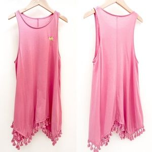Pink Tank / Coverup with Tassels
